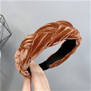 occidental style gold velvet twisted Headband lady Autumn and Winter velvet pure color width Headband fashion