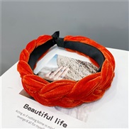 ( Tangerine)occidental style gold velvet twisted Headband lady Autumn and Winter velvet pure color width Headband fashi