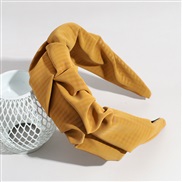 (yellow )occidental stylePU cortex Headband Stripe pure color width brief Headband Cloth