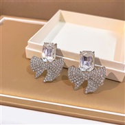 (E2638 2/)silver embed fully-jewelled zircon temperament bow exaggerating ear stud occidental style style earrings Earr