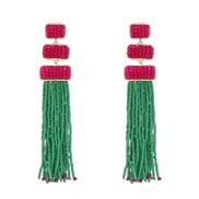 ( green)personality handmade tassel beads earrings Bohemia beads retro earring occidental style ethnic style geometry