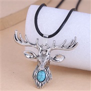 fashion retro deer concise black rope personality necklace