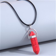 Fashionable and simple hexagonal pine stone personality wax rope temperament Necklace