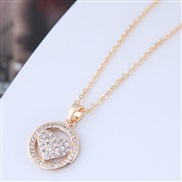 fashion bronze mosaic zircon concise circle love personality necklace