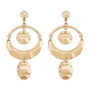 ( Gold) exaggerating ethnic style earring  brief Metal wind hollow circle earrings wind personality Earring
