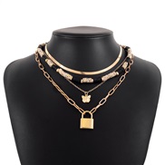 ( Gold)Bohemia ethnic style geometry fashion chain  head butterfly exaggerating punk necklace