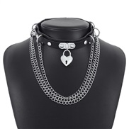 ( black)occidental style punk  exaggerating leather chain love chain personality necklace
