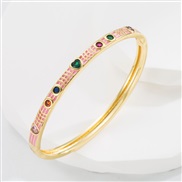 ( Pink)occidental style fashion bronze gilded embed zircon bangle fully-jewelled bracelet