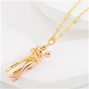 (gold + Rose Gold)occidental style  creative lovers pendant bronze gilded all-Purpose personality man woman necklace