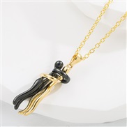 (gold + Black )occidental style  creative lovers pendant bronze gilded all-Purpose personality man woman necklace