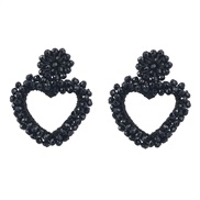 ( black) hollow heart-shaped Acrylic weave earrings woman occidental style retro Bohemia Earring