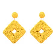 ( yellow)summer multilayer hollow square pure color weave earrings woman occidental style geometry earring