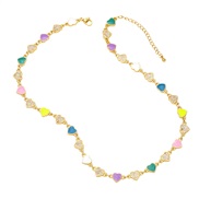 ( Color) occidental style  samll chain color enamel love clavicle chain necklace womannkb