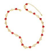 ( red) occidental style  samll chain color enamel love clavicle chain necklace womannkb