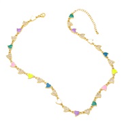 ( Color)occidental style enamel gilded embed zircon color personality love clavicle chain heart-shaped necklace womannkb