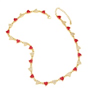 ( red)occidental style enamel gilded embed zircon color personality love clavicle chain heart-shaped necklace womannkb