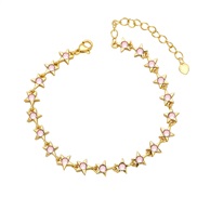 ( Pink)lovers bracelet  occidental style brief star Five-pointed star bracelet  color zirconbrh