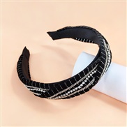( black)Korea big velvet luxurious Rhinestone Headband high retro wave Headband woman
