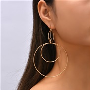 ( Gold)occidental style trend geometry Metal Round exaggerating earrings woman ins brief personality creative earring