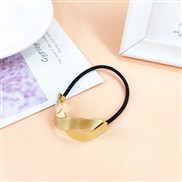 ( Gold)Korea girl student high Metal circle brief head leather fashion wind geometry rope woman
