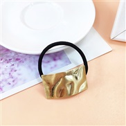 ( Gold square )Korea girl student high Metal circle brief head leather fashion wind geometry rope woman