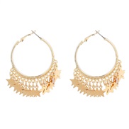 ( Gold)fashion summer Round Alloy multilayer star tassel earrings woman occidental style retro Metal temperament Earring