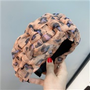 ( brown leopard print)handmade weave high-end twisted Headband high head brief houndstooth Colorful Headband