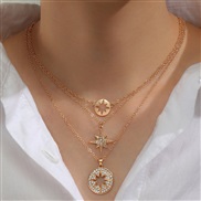 (NZjinse) occidental style creative geometry pendant woman necklace necklace set three diamond butterfly woman chain