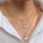 (NZjinse) occidental style creative geometry pendant woman necklace necklace set three diamond butterfly woman chain