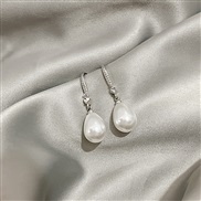 (E /)silver retro drop Pearl color brief all-Purpose beautiful earrings