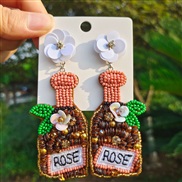 ( champagne) handmade beads earrings  romantic styleRO Word rose earring