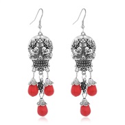 (red ) skull hollow arring  occidental style retro exaggerating turquoise pendant earrings