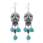 skull hollow arring  occidental style retro exaggerating turquoise pendant earrings