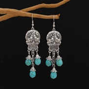skull hollow arring  occidental style retro exaggerating turquoise pendant earrings