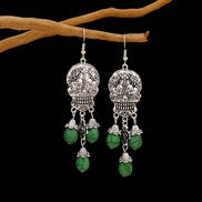 (green ) skull hollow arring  occidental style retro exaggerating turquoise pendant earrings