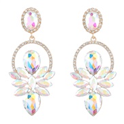 (AB color)earrings fashion colorful diamond Alloy diamond flowers geometry earrings woman occidental style exaggerating