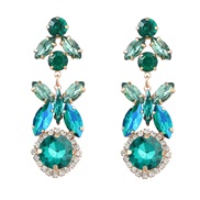 ( green)earrings fashion colorful diamond multilayer Alloy diamond geometry earrings woman occidental style fully-jewel