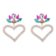 ( Color)earrings fashion colorful diamond Alloy diamond flowers heart-shaped earring occidental style earrings woman