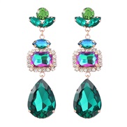 ( green)fashion occidental style exaggerating Alloy diamond multilayer geometry glass diamond super earrings woman full