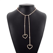 ( Gold)occidental style samll necklace  claw chain Rhinestone tassel butterfly love chain fashion pendant