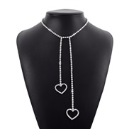 ( White K)occidental style samll necklace  claw chain Rhinestone tassel butterfly love chain fashion pendant