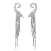 ( White K)occidental style  geometry tassel Rhinestone earrings samll fashion arring woman