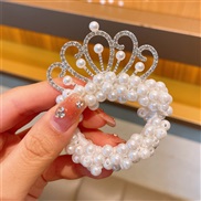 (  F)children crown head leather woman Pearl head rope Korean style samll girl head head leather