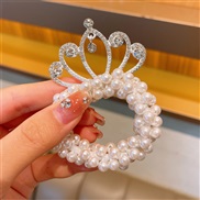 (  H)children crown head leather woman Pearl head rope Korean style samll girl head head leather