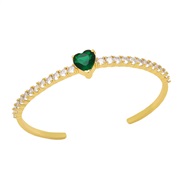 ( green)heart-shaped zircon opening  occidental style wind retro temperament love bangle woman fashionbrh