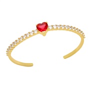 ( red)heart-shaped zircon opening  occidental style wind retro temperament love bangle woman fashionbrh