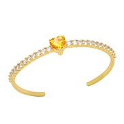 ( yellow)heart-shaped zircon opening  occidental style wind retro temperament love bangle woman fashionbrh
