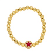 ( red)occidental style samll brief gold beads bracelet  diamond star Five-pointed star elasticitybrh