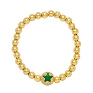 ( green)occidental style samll brief gold beads bracelet  diamond star Five-pointed star elasticitybrh