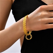 ( Gold)occidental style creative trend geometry Alloy multilayer bangle woman ins samll personality fitting